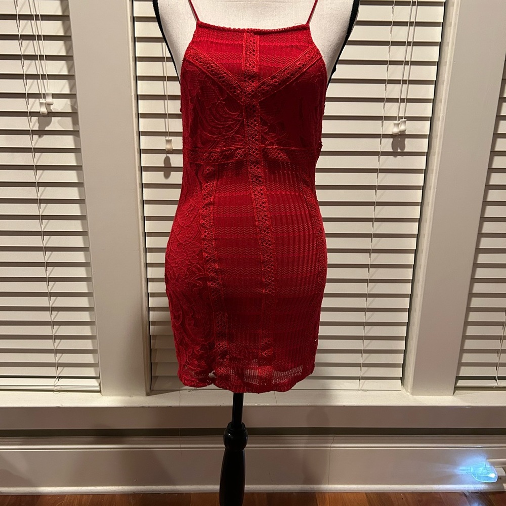 Forever 21 Lace Crochet Red Dress size S NWT